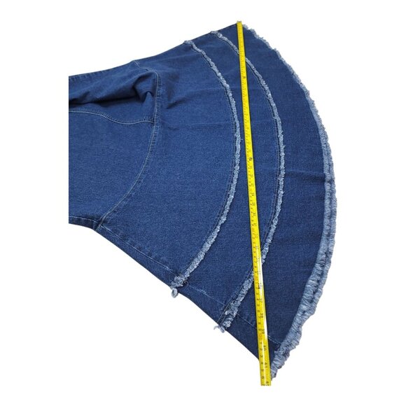 Baccini Womens Denim Flared Skirt 18W Blue Maxi Length With Embellished Pockets - Picture 10 of 12